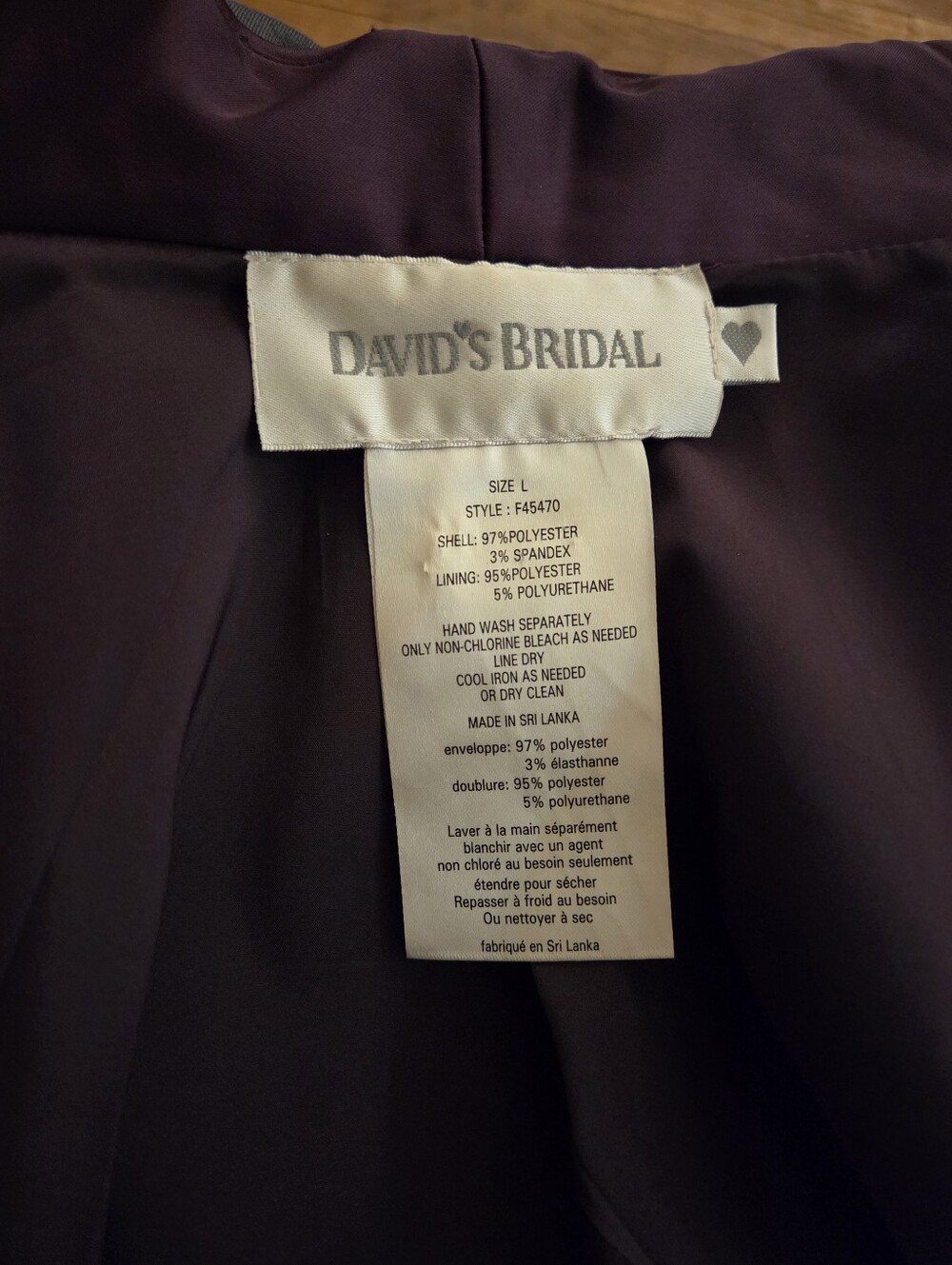 David's Bridal Plum Satin Cropped Bolero Jacket - Picture 3 of 8